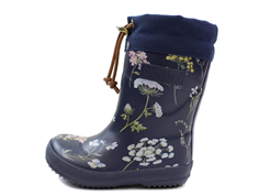 Bisgaard winter rubber boot flowers blue with wool lining
